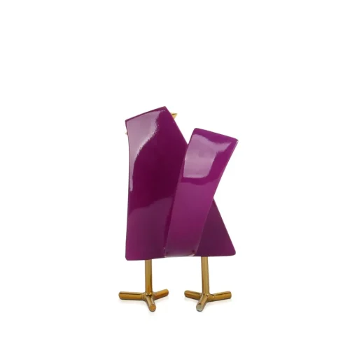 Cubic Bird 14cm Violet Resin Indoor Sculpture