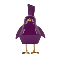 Cubic Bird 30cm Violet Resin Indoor Sculpture