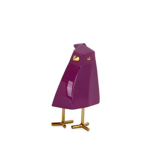 Cubic Bird 14cm Violet Resin Indoor Sculpture