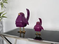 Cubic Bird 30cm Violet Resin Indoor Sculpture