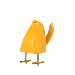 Cubic Bird 14cm Yellow Resin Indoor Sculpture