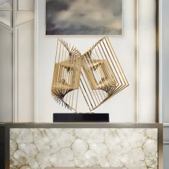 Cyber Book 46cm Gold Metal Indoor Sculpture
