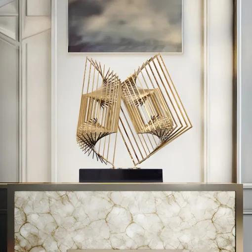 Cyber Book 46cm Gold Metal Indoor Sculpture