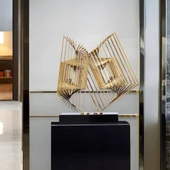 Cyber Book 46cm Gold Metal Indoor Sculpture