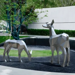Deer 90cm Geometric Metal Garden Sculpture