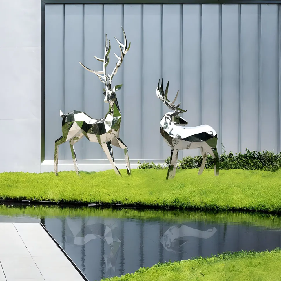 Deer 258cm Geometric Metal Garden Sculpture