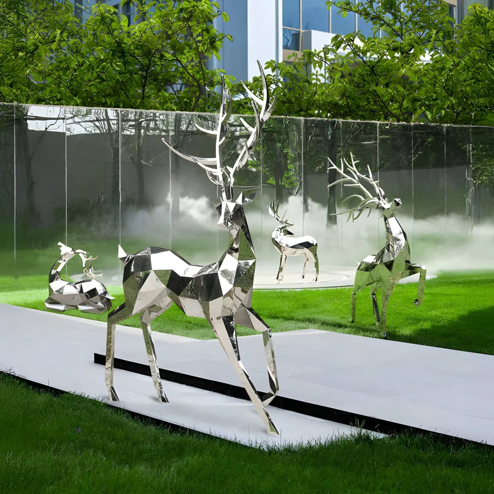 Deer 258cm Geometric Metal Garden Sculpture