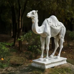 Desert Camel 160cm White Marble Garden Statue v6