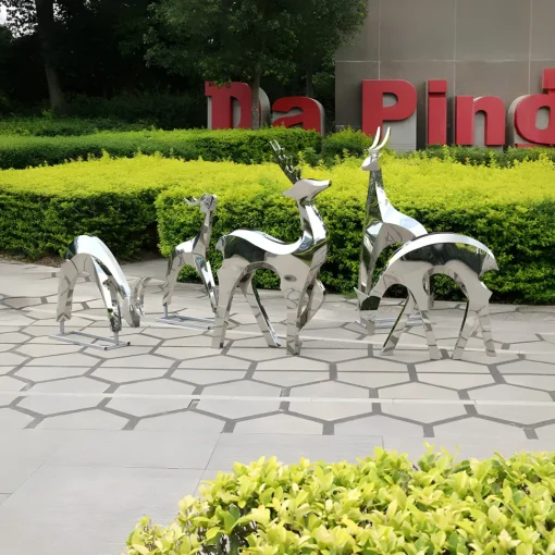 Dynamic Deer 75cm Metal Garden Sculpture