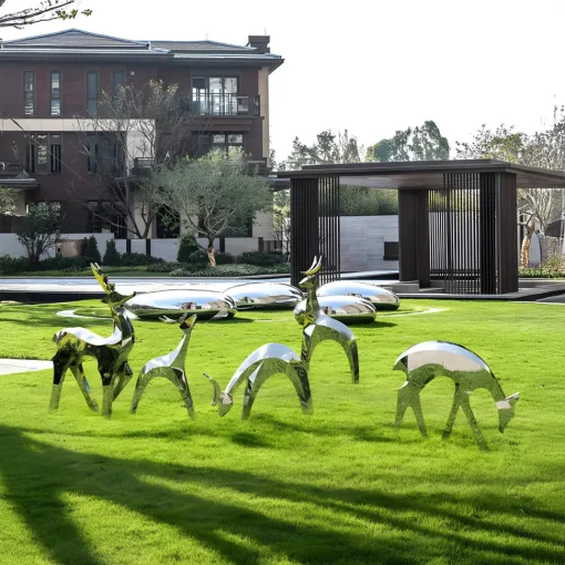 Dynamic Deer 75cm Metal Garden Sculpture