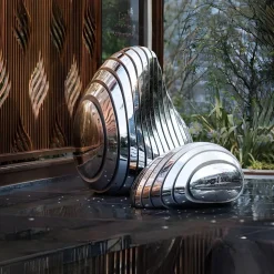 Dynamic Pebbles 95cm Silver Metal Garden Sculptures
