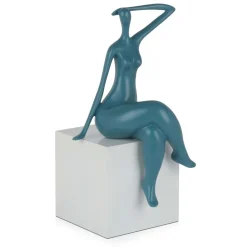 Elegant Grace 38cm Teal Resin Indoor Sculpture
