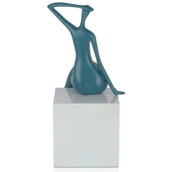 Elegant Grace 38cm Teal Resin Indoor Sculpture