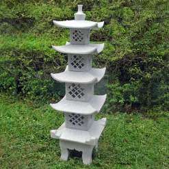 Five Tier Japanese Pagoda Lantern Granite Garden Ornament