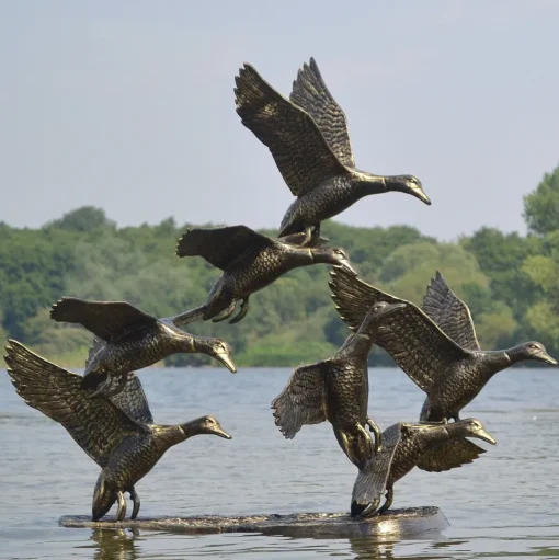 Flight of Ducks Life-Size Bronze Metal Garden Statue