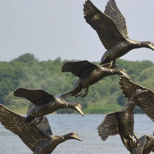 Flight of Ducks Life-Size Bronze Metal Garden Statue