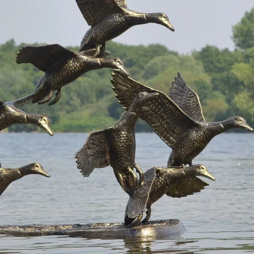 Flight of Ducks Life-Size Bronze Metal Garden Statue
