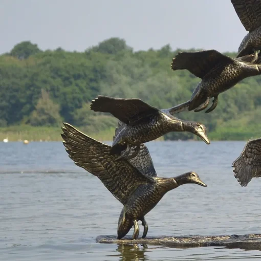 Flight of Ducks Life-Size Bronze Metal Garden Statue