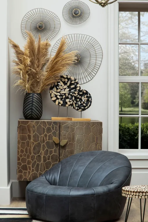Forest Orb 50cm Black Wood Indoor Sculpture