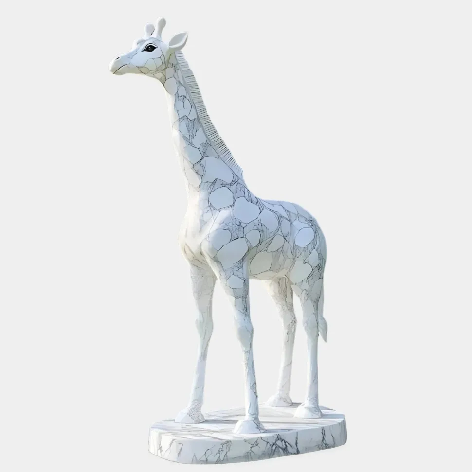 Gigantic Giraffe 350cm White Marble Garden Statue v3