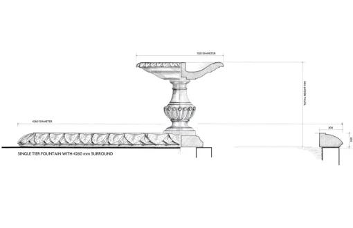 Grand Single Tier 4m Emerald Marble Stone Water Fountain Feature