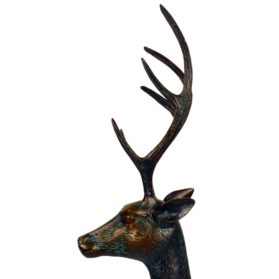 Grand Stag & Doe Bronze Metal Garden Statues