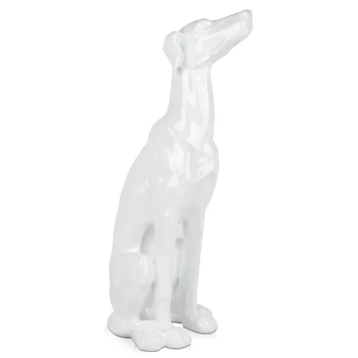 Guardian Greyhound 81cm White Resin Indoor Sculpture