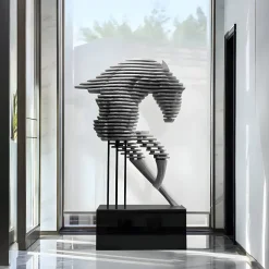 Harmonic Horse 160cm Silver Metal Garden Sculpture v2