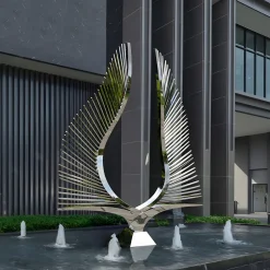 Harmonic Wings 200cm Silver Metal Garden Sculpture