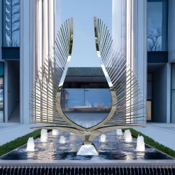 Harmonic Wings 200cm Silver Metal Garden Sculpture