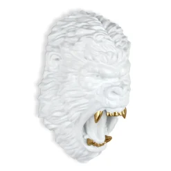 King Gorilla 43cm White Resin Wall Sculpture