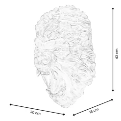 King Gorilla 43cm White Resin Wall Sculpture