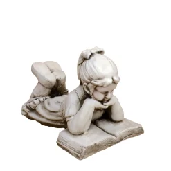 Laying Reading Girl 34cm Stone Resin Garden Statue