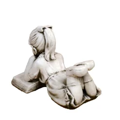 Laying Reading Girl 34cm Stone Resin Garden Statue