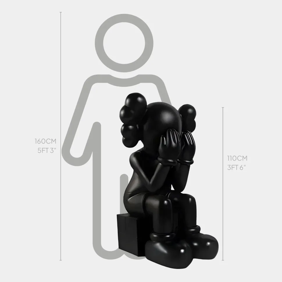 Lucify Hide 110cm Black Resin Indoor Sculpture