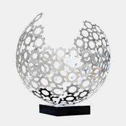 Lunar Sphere 48cm Silver Metal Indoor Sculpture