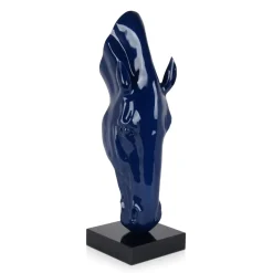 Majestic Horse Head 70cm Blue Resin Indoor Sculpture