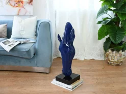 Majestic Horse Head 70cm Blue Resin Indoor Sculpture