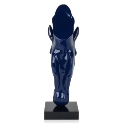 Majestic Horse Head 70cm Blue Resin Indoor Sculpture