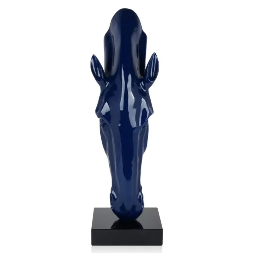 Majestic Horse Head 70cm Blue Resin Indoor Sculpture