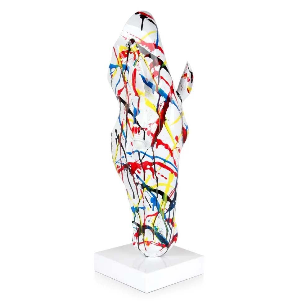 Majestic Horse Head 70cm Multicoloured Resin Sculpture