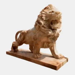 Majestic Lion 120cm Yellow Marble Garden Statue v2