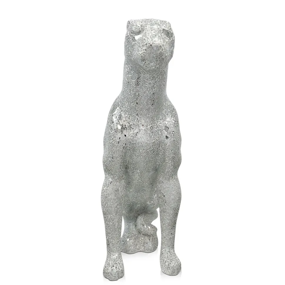 Majestic Panther 80cm Silver Resin Indoor Sculpture