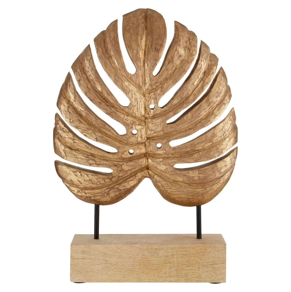 Monsera Leaf 45cm Gold Wood Indoor Sculpture