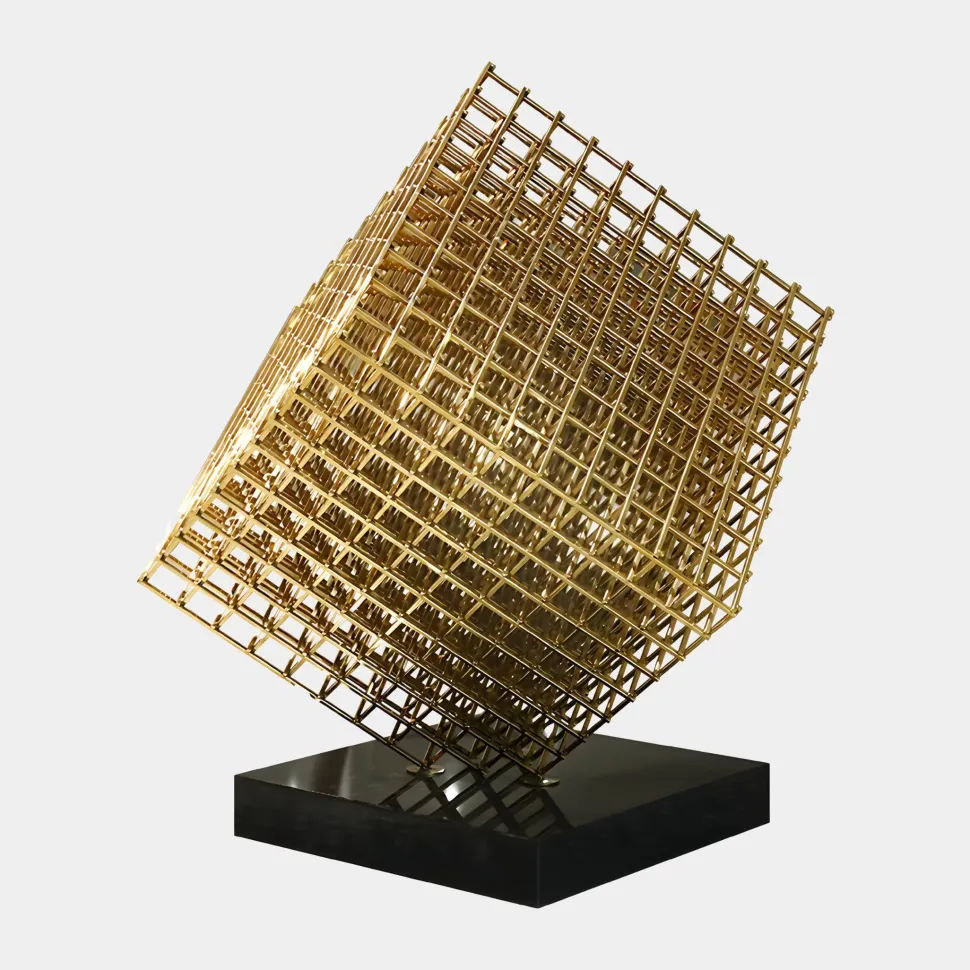 Multiverse 100cm Gold Geometric Metal Garden Sculpture