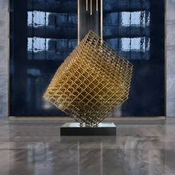 Multiverse 100cm Gold Geometric Metal Garden Sculpture
