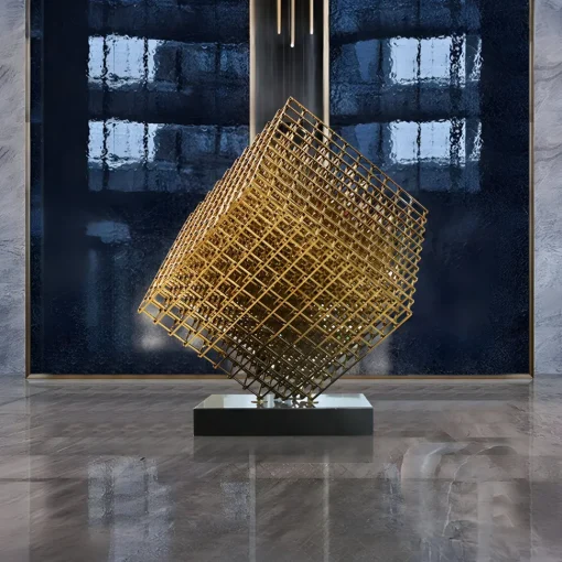 Multiverse 100cm Silver Geometric Metal Garden Sculpture