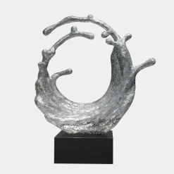 Oceanic Wave 117cm Silver Metal Indoor Sculpture