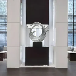 Oceanic Wave 117cm Silver Metal Indoor Sculpture