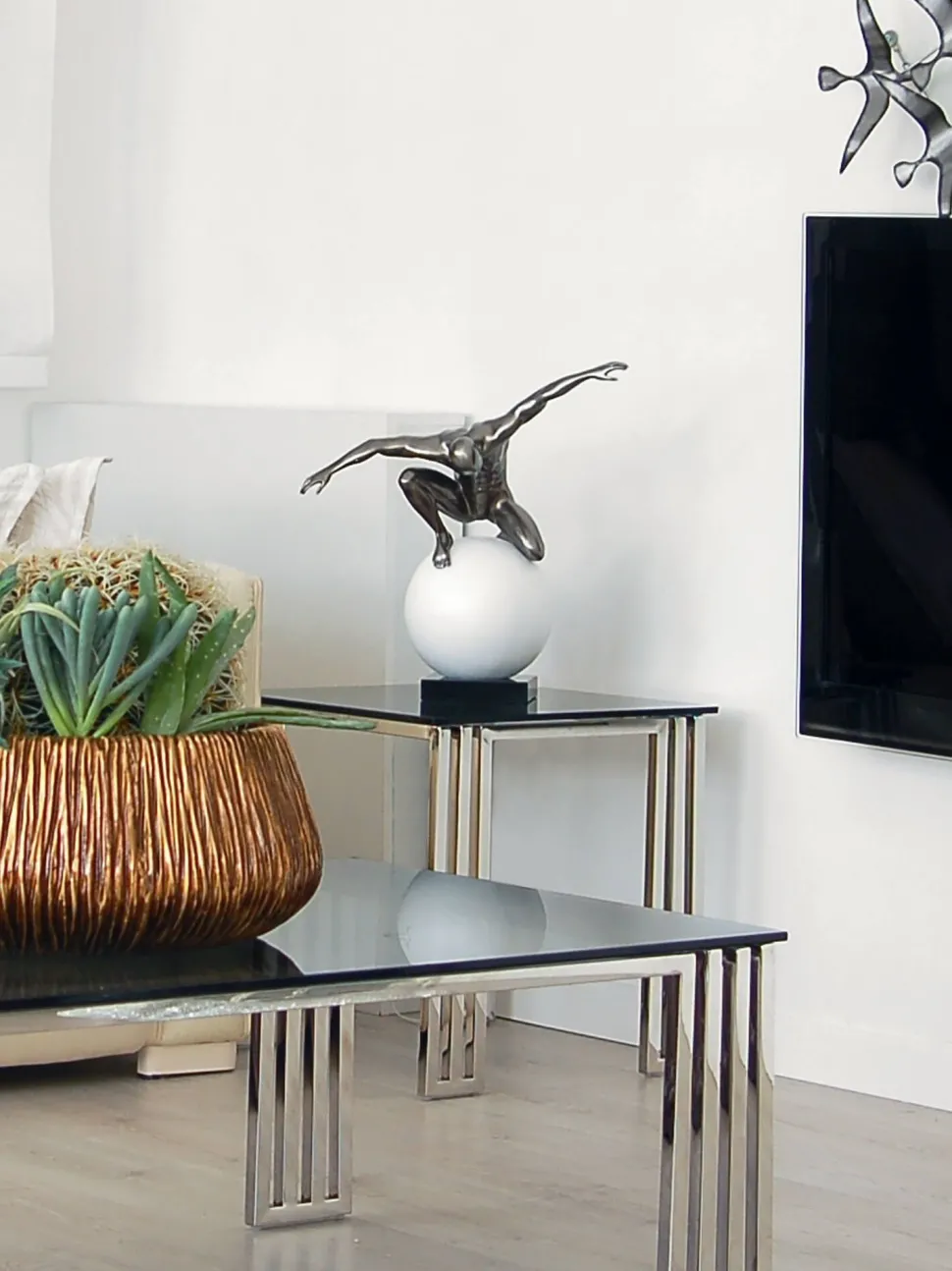 Orbital Balance 47cm Anthracite Resin Indoor Sculpture